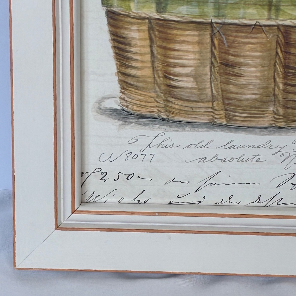Framed Art Print Laundry Basket Signed K Spicher 2001 Farmhouse Country Cottage - Picture 7 of 12